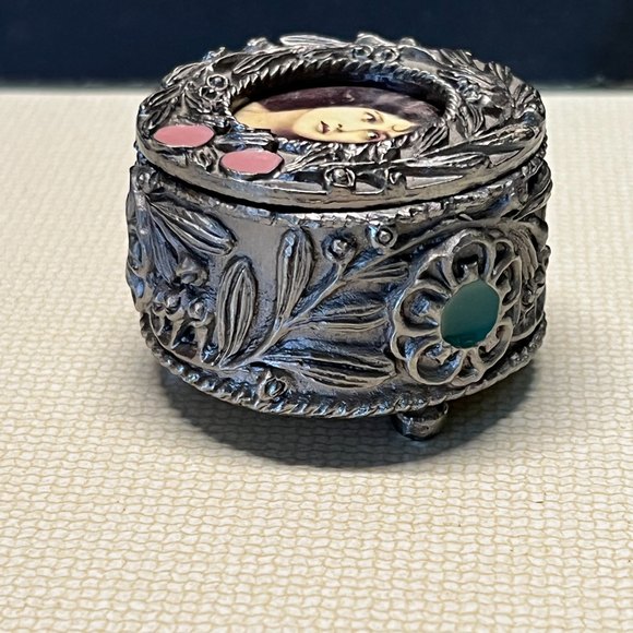 Russ Berrie and Company Unique Decorative Metal Keepsake Trinket Box with Lid - Picture 6 of 11